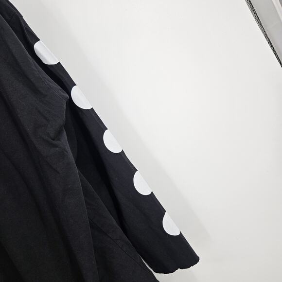 Planet By Lauren G T-Shirt Black Boxy Lagenlook Polka Dot Long Sleeve One Size - Picture 5 of 7